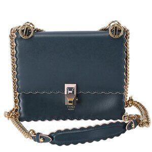FENDI Mini Kan I Shoulder Bag 8M0381-A18Q Green Leather